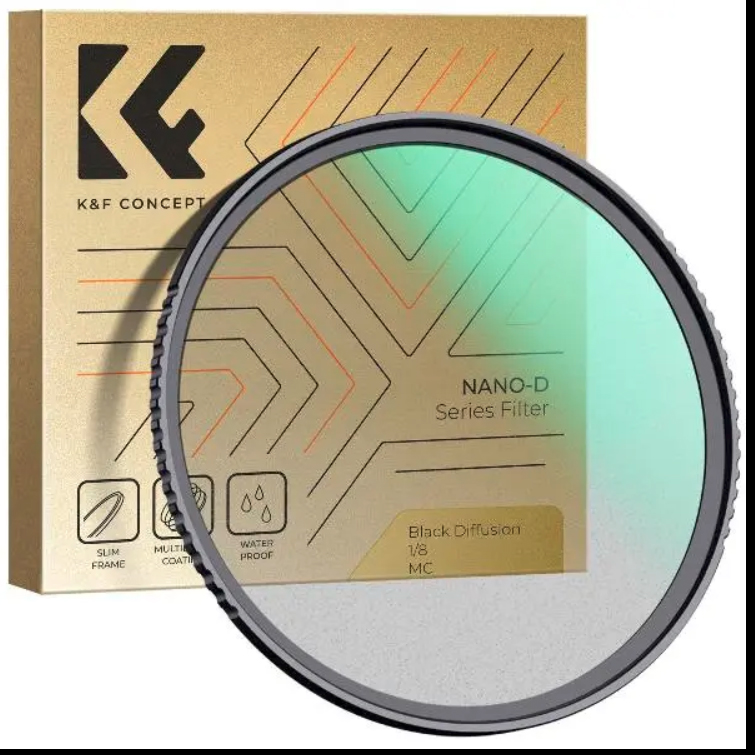 K&F Concept 55mm 1/8 Black Mist Diffusion Filter Waterproof Anti-Reflection Green film Nano-D series KF01.2272 - 1